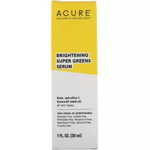 Acure, Brightening, Super Greens Serum, 1 fl oz (30 ml) Review