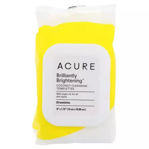 Acure, Brilliantly Brightening, Coconut Cleansing Towelettes, 30 Towelettes Review