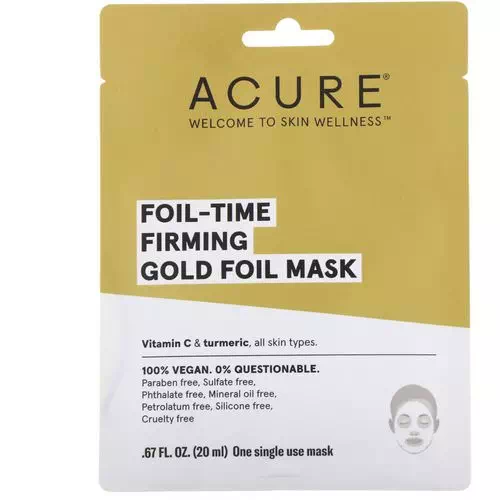 Acure, Foil-Time Firming Gold Foil Mask, 1 Single Use Mask, 0.67 fl oz (20 ml) Review