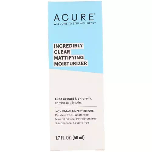 Acure, Incredibly Clear, Mattifying Moisturizer, 1.7 fl oz (50 ml) Review