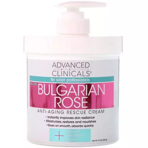 Advanced Clinicals, Anti-Aging Rescue Cream, Bulgarian Rose, 16 oz (454 g) Review
