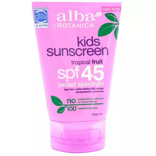 Alba Botanica, Kids Sunscreen, Tropical Fruit, SPF 45, 4 oz (113 g) Review