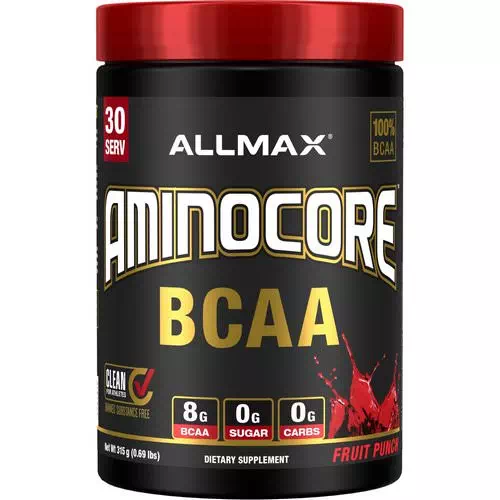ALLMAX Nutrition, AMINOCORE, BCAA, 8G BCAA + 0 Sugar + 0 Carbs, Fruit Punch, 0.69 lbs (315 g) Review