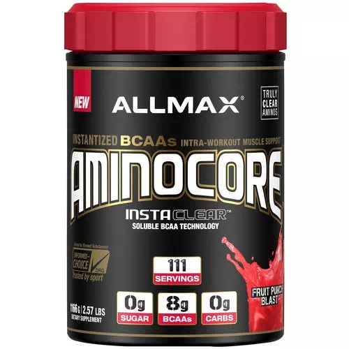 ALLMAX Nutrition, AMINOCORE, BCAA, 8G BCAAs, 100% Pure 45:30:25 Ratio, Gluten Free, Fruit Punch Blast, 2.57 lbs. (1166 g) Review