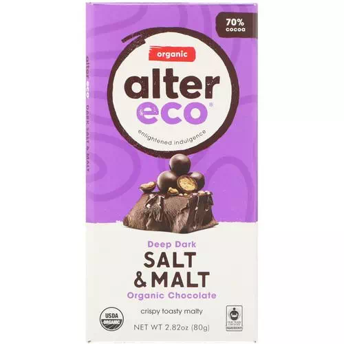 Alter Eco, Organic Chocolate Bar, Deep Dark Salt & Malt, 2.82 oz (80 g) Review