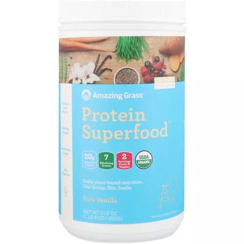 Amazing Grass, Protein Superfood, Pure Vanilla, 1.37 lbs (620 g) Review