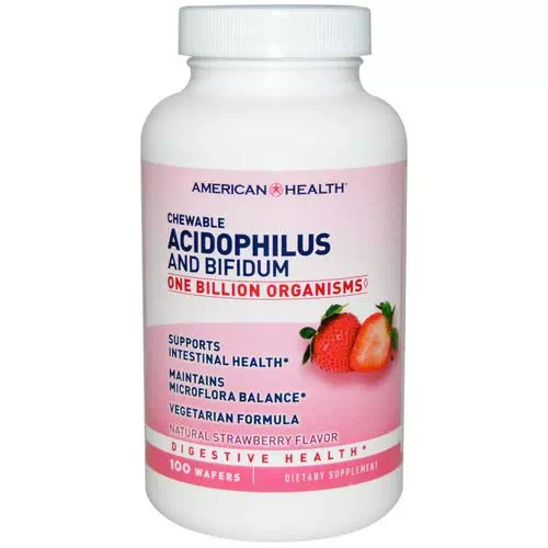 American Health, Chewable Acidophilus and Bifidum, Natural Strawberry Flavor, 100 Wafers Review