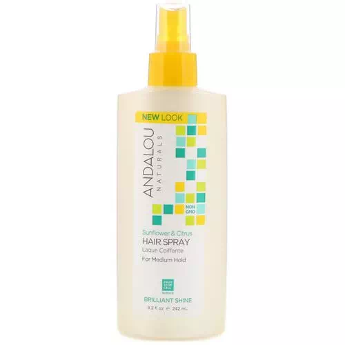 Andalou Naturals, Hair Spray, Brilliant Shine, Sunflower & Citrus, Medium Hold, 8.2 fl oz (242 ml) Review