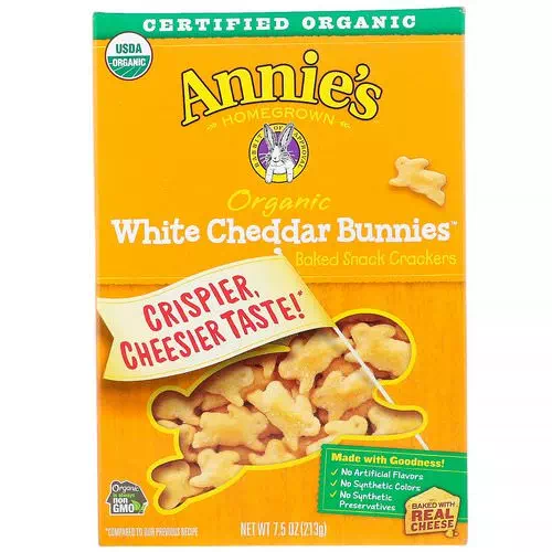 Annie's Homegrown, Organic White Cheddar Bunnies, Baked Snack Crackers, 7.5 oz (213 g) Review