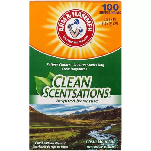 Arm & Hammer, Clean Scentsations, Fabric Softener Sheets, Clean Mountain, 100 Sheets Review