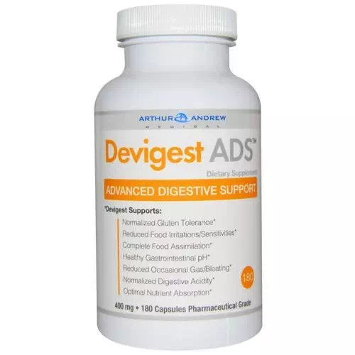 Arthur Andrew Medical, Devigest ADS, Advanced Digestive Support, 400 mg, 180 Capsules Review