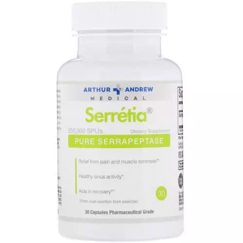 Arthur Andrew Medical, Serretia, Pure Serrapeptase, 30 Capsules Review