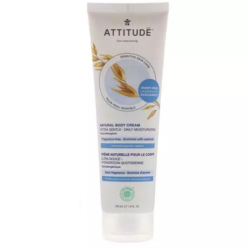 ATTITUDE, Natural Body Cream, Extra Gentle, Fragrance-Free, 8 fl oz (240 ml) Review