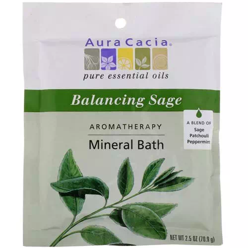 Aura Cacia, Aromatherapy Mineral Bath, Balancing Sage, 2.5 oz (70.9 g) Review