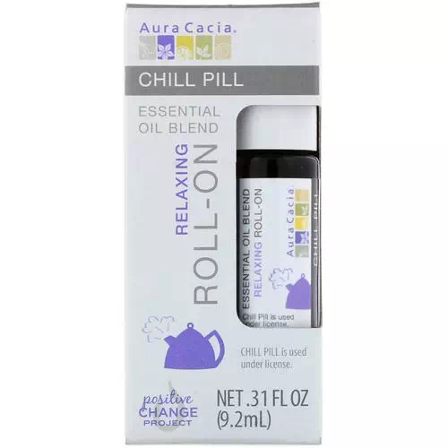 Aura Cacia, Essential Oil Blend, Relaxing Roll-On, Chill Pill, .31 fl oz (9.2 ml) Review