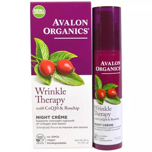 Avalon Organics, Wrinkle Therapy, With CoQ10 & Rosehip, Night Creme, 1.75 oz (50 g) Review