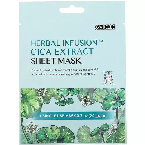 Avarelle, Herbal Infusion, Cica Extract Sheet Mask, 1 Single Use Mask, 0.7 oz (20 g) Review
