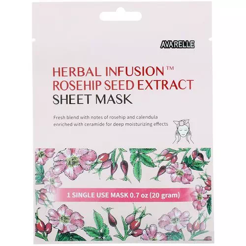 Avarelle, Herbal Infusion, Rosehip Seed Extract Sheet Mask, 1 Single Use Mask, 0.7 oz (20 g) Review