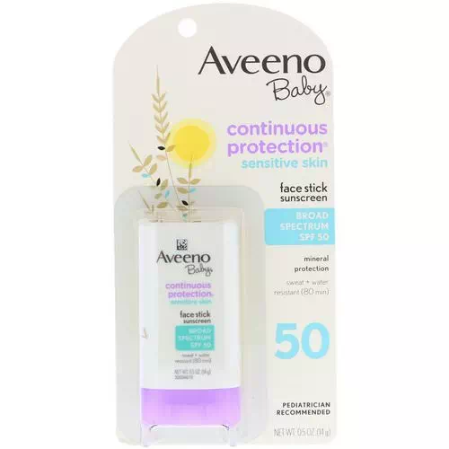Aveeno, Baby, Continuous Protection, Sensitive Skin, Face Stick Sunscreen, Broad Spectrum SPF 50, 0.5 oz (14 g) Review