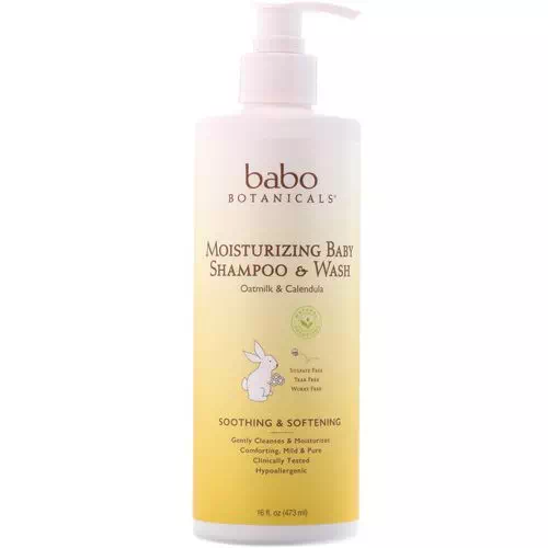 Babo Botanicals, Moisturizing Baby Shampoo & Wash, Oatmilk Calendula, 16 fl oz (473 ml) Review