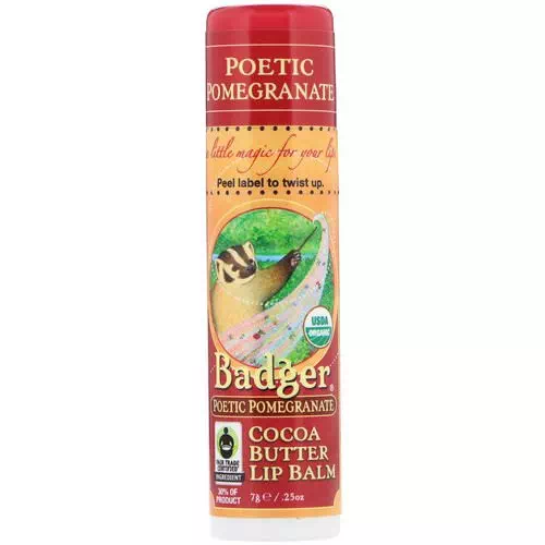Badger Company, Organic, Cocoa Butter Lip Balm, Poetic Pomegranate, .25 oz (7 g) Review