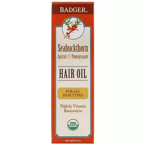 Badger Company, Seabuckthorn Hair Oil, Apricot & Pomegranate, 2 fl oz (59.1 ml) Review