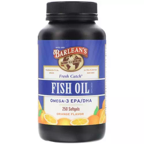Barlean's, Fresh Catch, Fish Oil Supplement, Omega-3 EPA/DHA, Orange Flavor, 250 Softgels Review