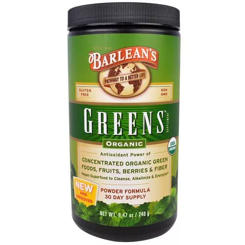 Barlean's, Greens, Powder Formula, Organic 8.47 oz (240 g) Review