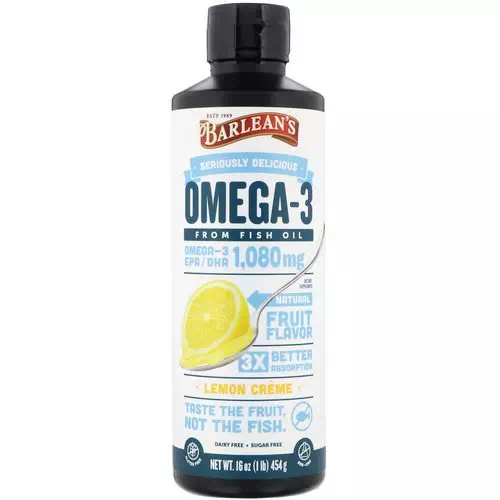 Barlean's, Omega-3, Fish Oil, Lemon Creme, 16 oz (454 g) Review