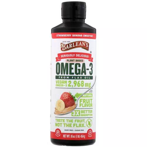 Barlean's, Seriously Delicious, Omega-3 Fish Oil, Strawberry Banana Smoothie, 16 oz (454 g) Review