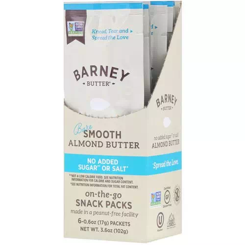 Barney Butter, Almond Butter, On the Go Snack Packs, Bare Smooth, 6 Packets, 0.6 oz (17 g) Each Review