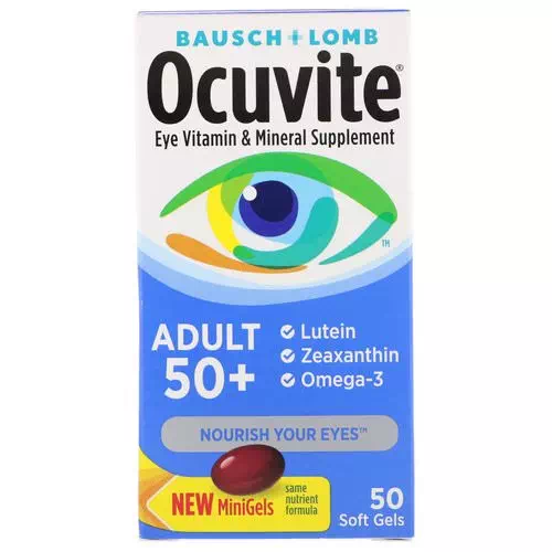 Bausch & Lomb, Ocuvite, Adult 50 +, Eye Vitamin & Mineral Supplement, 50 Soft Gels Review