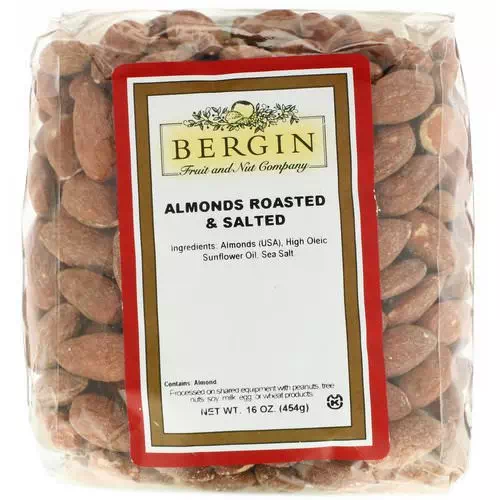 Bergin Fruit and Nut Company, Almonds Roasted & Salted, 16 oz (454 g) Review