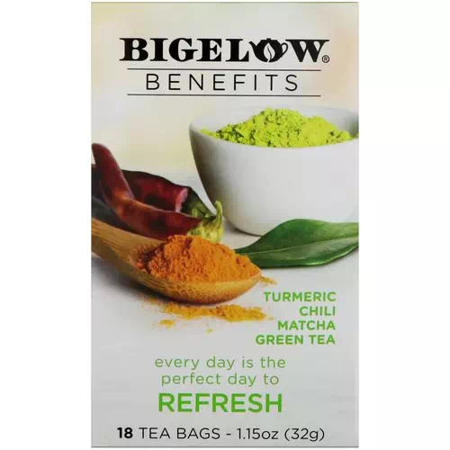 Bigelow, Benefits, Refresh, Turmeric Chili Matcha Green Tea, 18 Tea Bags, 1.15 oz (32 g) Review
