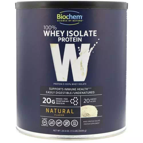 Biochem, 100% Whey Isolate Protein, Natural Flavor, 1.53 lbs (699 g) Review