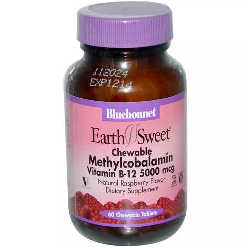 Bluebonnet Nutrition, EarthSweet, Methylcobalamin, Vitamin B-12, Natural Raspberry Flavor, 5000 mcg, 60 Chewable Tablets Review