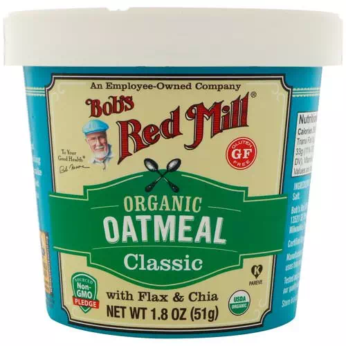Bob's Red Mill, Organic Oatmeal Cup, Classic with Flax & Chia, 1.8 oz (51 g) Review