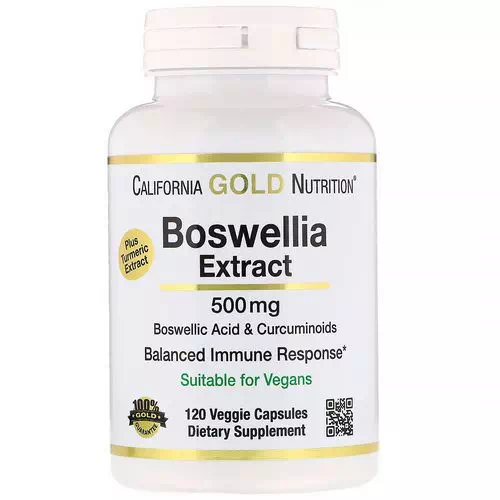 California Gold Nutrition, Boswellia Extract, Plus Turmeric Extract, 500 mg, 120 Veggie Capsules Review