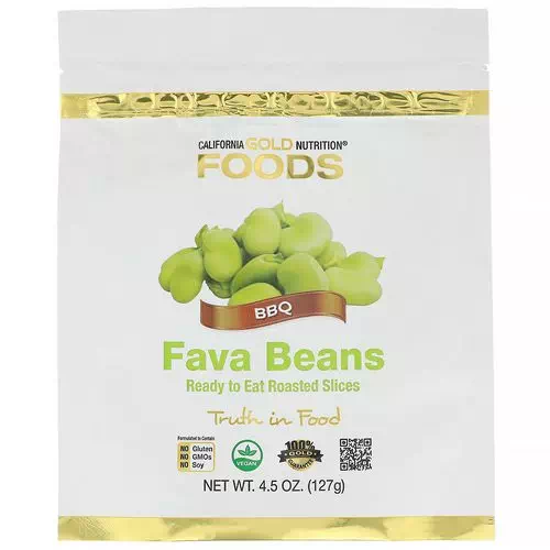 California Gold Nutrition, Foods, Fava Beans, Ready to Eat Roasted Slices, BBQ, 4.5 oz (127 g) Review