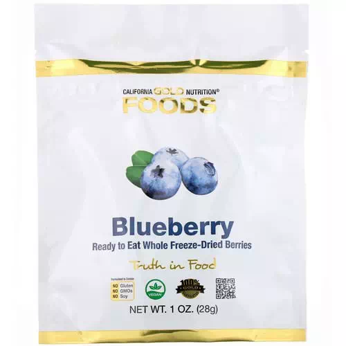 California Gold Nutrition, Freeze-Dried Blueberry, Ready to Eat Whole Freeze-Dried Berries, 1 oz (28 g) Review