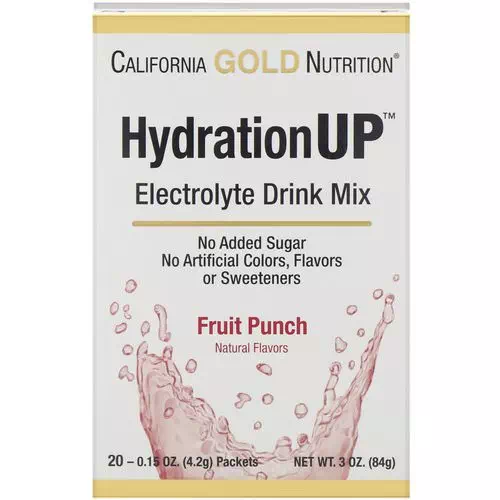 California Gold Nutrition, HydrationUP, Electrolyte Drink Mix, Fruit Punch, 20 Packets, 0.15 oz (4.2 g) Each Review
