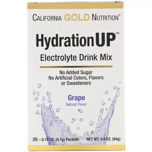 California Gold Nutrition, HydrationUP, Electrolyte Drink Mix, Grape, 20 Packets, 0.17 oz (4.7 g) Each Review