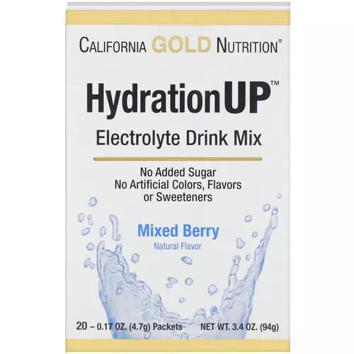 California Gold Nutrition, HydrationUP, Electrolyte Drink Mix, Mixed Berry, 20 Packets, 0.17 oz (4.7 g) Each Review