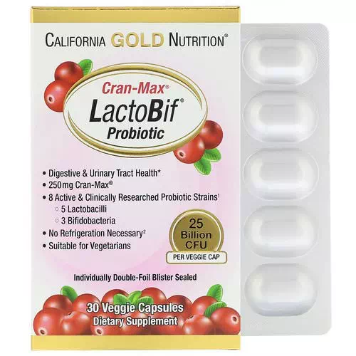 California Gold Nutrition, LactoBif Probiotics, Cran-Max, 25 Billion CFU, 30 Veggie Capsules Review