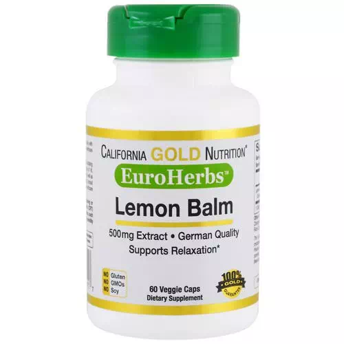 California Gold Nutrition, Lemon Balm Extract, European Quality, 500 mg, 60 Veggie Caps Review
