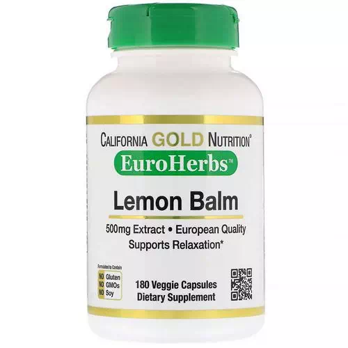 California Gold Nutrition, Lemon Balm Extract, European Qualtity, 500 mg, 180 Veggie Caps Review