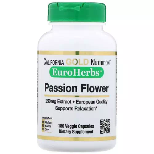California Gold Nutrition, Passion Flower, EuroHerbs, 250 mg, 180 Veggie Capsules Review