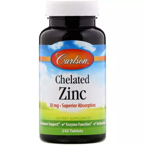 Carlson Labs, Chelated Zinc, 30 mg, 250 Tablets Review