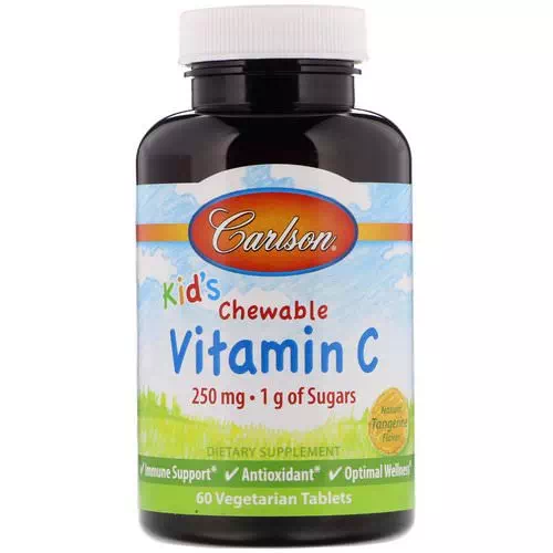 Carlson Labs, Kids, Chewable Vitamin C, Natural Tangerine Flavor, 250 mg, 60 Vegetarian Tablets Review