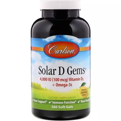 Carlson Labs, Solar D Gems, Natural Lemon Flavor, 4000 IU, 360 Soft Gels Review